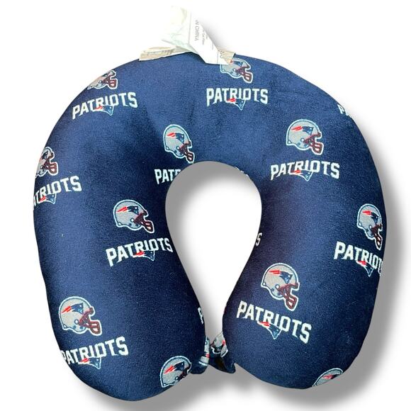 New England Patriots Neck Pillow Travel Plane Car NFL Vacation Blue Snap Closure - Picture 6 of 9